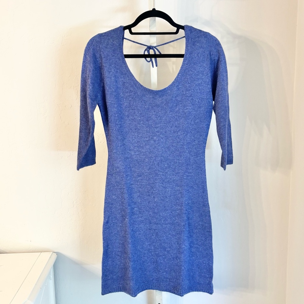 LAST CHANCE: Electric Blue Scoop Neck Fitted Sweater Dress, Medium,